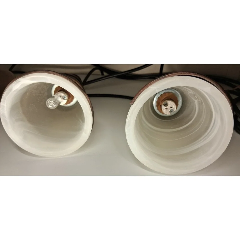 Pair of Copper and Glass Cone Pendant Lights‎ Made in Italy 
